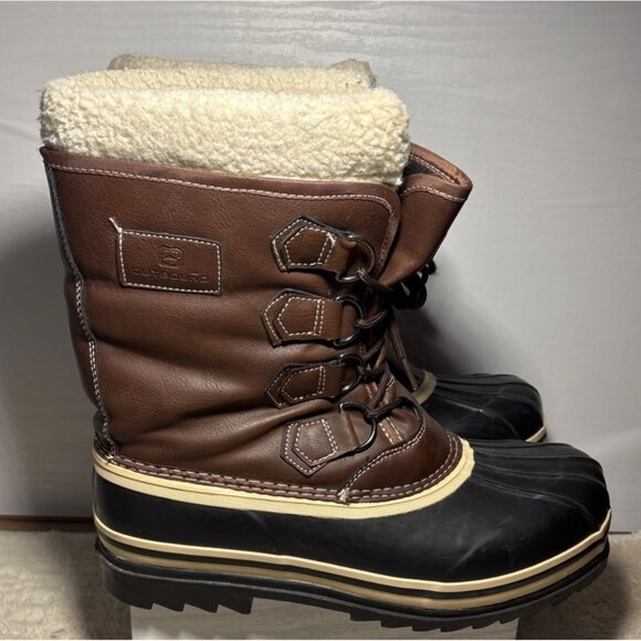 Outbound Boots Size 9 Mens Brown Black Insulated Winter Sherpa Lining Waterproof - Picture 2 of 15